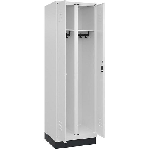 4066681657588 - Schwarz-Weiß-Spind Classic PLUS 1 Abteil verkehrsweiß HxB 1950 x 600 mm mit Bodensockel Zylinderschloss