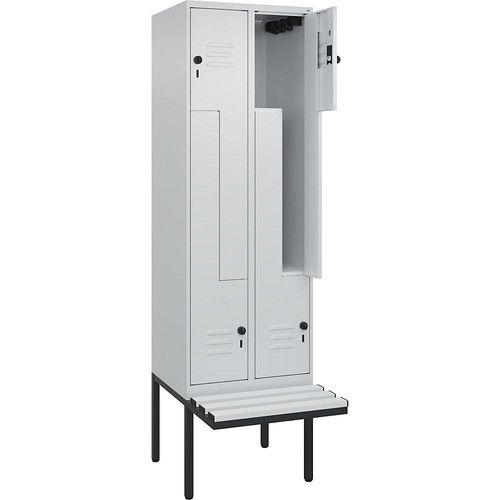 4067521114360 - Z-Spind Classic PLUS Sitzbank 2 Abteile lichtgrau B 600 mm Sicherheits-Drehriegel auskragend Kunststoff C+P 4067521114360 - Z-Spind Classic PLUS Sitzbank 2 Abteile lichtgrau B 600 mm Sicherheits-Drehriegel auskragend Kunststoff C+P