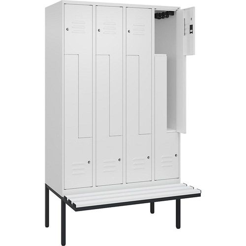 4067521116968 - Z-Spind Classic PLUS Sitzbank 4 Abteile verkehrsweiß B 1200 mm Zylinderschloss auskragend Kunststoff C+P