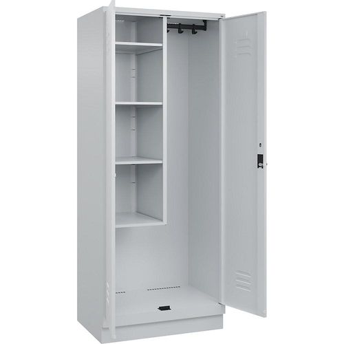 4066681660922 - Putzmittelspind Classic PLUS 1 Abteil Trennwand mittig verkürzt lichtgrau B 800 mm mit Bodensockel Drehriegel C+P 4066681660922 - Putzmittelspind Classic PLUS 1 Abteil Trennwand mittig verkürzt lichtgrau B 800 mm mit Bodensockel Drehriegel C+P