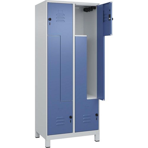 4066681914780 - Z-Spind Classic PLUS 2 Abteile lichtgrau fernblau B 800 mm mit Füßen Drehriegel 4066681914780 - Z-Spind Classic PLUS 2 Abteile lichtgrau fernblau B 800 mm mit Füßen Drehriegel