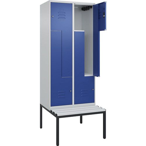 4067521119259 - Z-Spind Classic PLUS Sitzbank 2 Abteile lichtgrau enzianblau B 800 mm Zylinderschloss untergebaut Kunststoff C+P 4067521119259 - Z-Spind Classic PLUS Sitzbank 2 Abteile lichtgrau enzianblau B 800 mm Zylinderschloss untergebaut Kunststoff C+P