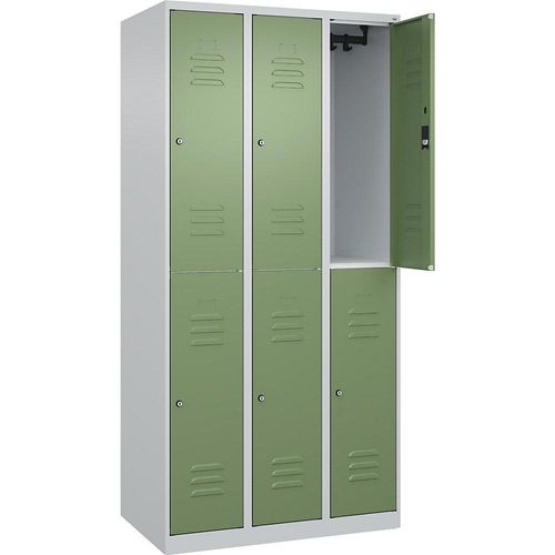4067521368657 - Spind Classic Plus lichtgrau resedagrün 080300-30-S10015 6 Schließfächer 900 x 500 x 1850 cm 4067521368657 C+P-Möbel 4067521368657 - Spind Classic Plus lichtgrau resedagrün 080300-30-S10015 6 Schließfächer 900 x 500 x 1850 cm 4067521368657 C+P-Möbel