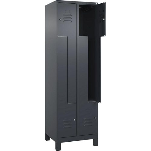 4066681914704 - Z-Spind Classic PLUS 2 Abteile grau B 600 mm mit Füßen Zylinderschloss C+P