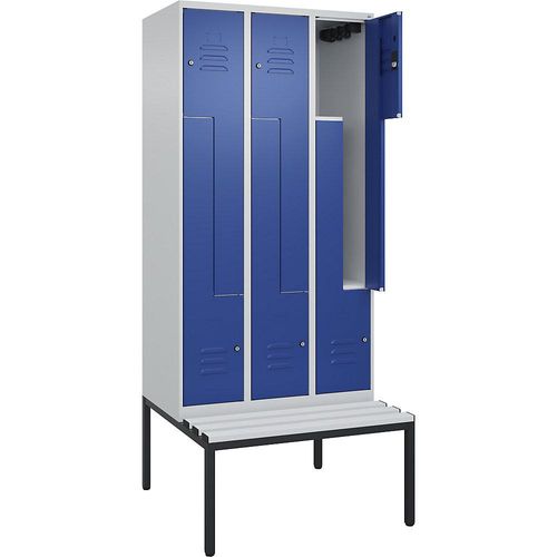 4067521119853 - Z-Spind Classic PLUS Sitzbank 3 Abteile lichtgrau enzianblau B 900 mm Zylinderschloss untergebaut Kunststoff C+P 4067521119853 - Z-Spind Classic PLUS Sitzbank 3 Abteile lichtgrau enzianblau B 900 mm Zylinderschloss untergebaut Kunststoff C+P