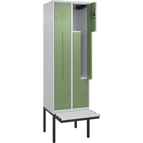 4067521114483 - Z-Spind Classic PLUS Sitzbank 2 Abteile lichtgrau resedagrün B 600 mm Zylinderschloss auskragend Kunststoff C+P 4067521114483 - Z-Spind Classic PLUS Sitzbank 2 Abteile lichtgrau resedagrün B 600 mm Zylinderschloss auskragend Kunststoff C+P