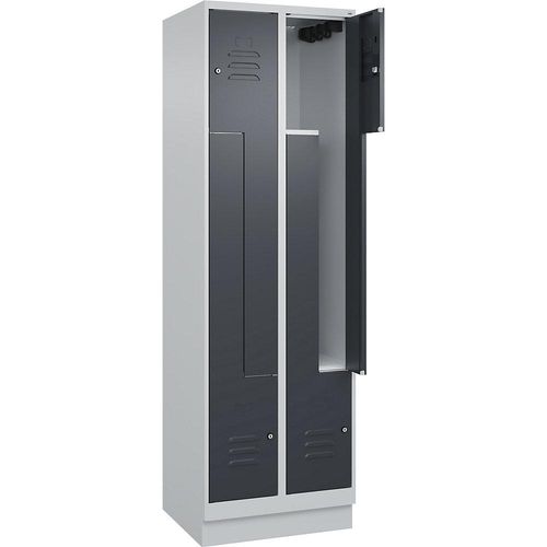 4066681920965 - Z-Spind Classic PLUS 2 Abteile lichtgrau   grau B 600 mm mit Bodensockel Zylinderschloss