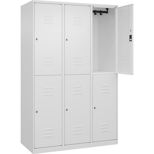 4067521369005 - Doppelstock-Spind Classic PLUS 3 Abteile verkehrsweiß HxB 1850 x 1200 mm mit Bodengleitern Zylinderschloss C+P 4067521369005 - Doppelstock-Spind Classic PLUS 3 Abteile verkehrsweiß HxB 1850 x 1200 mm mit Bodengleitern Zylinderschloss C+P