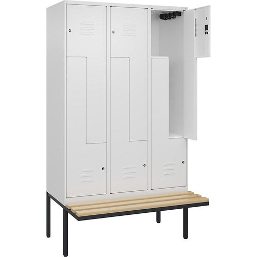 4067521116067 - Z-Spind Classic PLUS Sitzbank 3 Abteile verkehrsweiß B 1200 mm Zylinderschloss auskragend Buche-Hartholz C+P 4067521116067 - Z-Spind Classic PLUS Sitzbank 3 Abteile verkehrsweiß B 1200 mm Zylinderschloss auskragend Buche-Hartholz C+P
