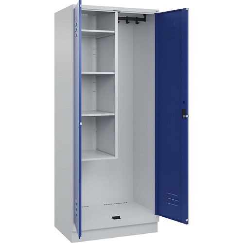 4066681660861 - Putzmittelspind Classic PLUS 1 Abteil Trennwand mittig verkürzt lichtgrau   enzianblau B 800 mm mit Bodensockel Drehriegel C+P