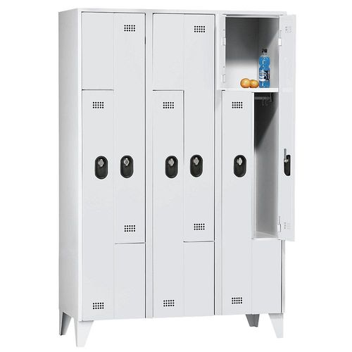 4250618246697 - Z-Garderobenschrank Fachhöhe 820 mm HxBxT 1850 x 1200 x 500 mm Abteilbreite 400 mm Korpus-   Türfarbe Lichtgrau   Lichtgrau