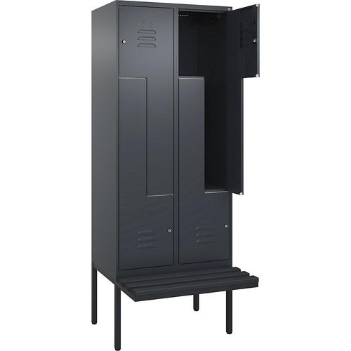 4067521115145 - Z-Spind Classic PLUS Sitzbank 2 Abteile grau B 800 mm Zylinderschloss auskragend Kunststoff C+P