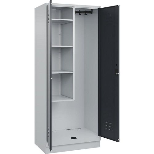 4066681661066 - Putzmittelspind Classic PLUS 1 Abteil Trennwand mittig verkürzt lichtgrau grau B 800 mm mit Bodensockel Zylinderschloss C+P 4066681661066 - Putzmittelspind Classic PLUS 1 Abteil Trennwand mittig verkürzt lichtgrau grau B 800 mm mit Bodensockel Zylinderschloss C+P