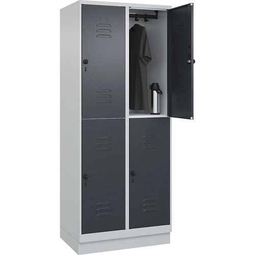 4066681665538 - Doppelstock-Spind Classic PLUS 2 Abteile lichtgrau grau HxB 1950 x 800 mm mit Bodensockel Drehriegel C+P 4066681665538 - Doppelstock-Spind Classic PLUS 2 Abteile lichtgrau grau HxB 1950 x 800 mm mit Bodensockel Drehriegel C+P