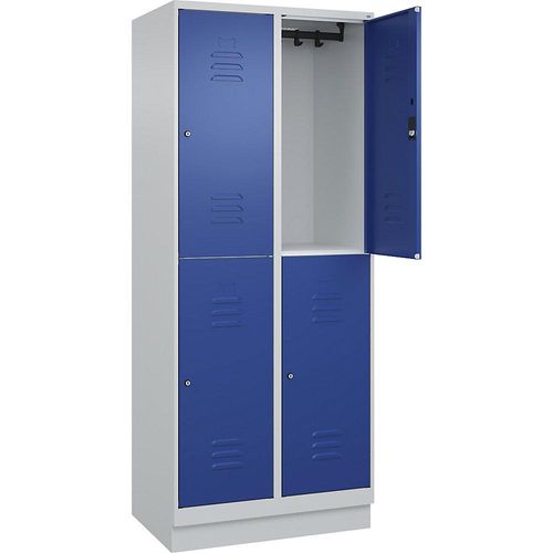 4066681665637 - Doppelstock-Spind Classic PLUS 2 Abteile lichtgrau enzianblau HxB 1950 x 800 mm mit Bodensockel Zylinderschloss C+P 4066681665637 - Doppelstock-Spind Classic PLUS 2 Abteile lichtgrau enzianblau HxB 1950 x 800 mm mit Bodensockel Zylinderschloss C+P