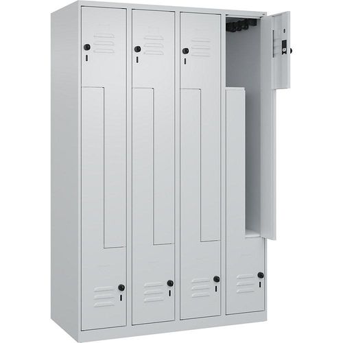 4067521320884 - Z-Spind Classic PLUS 4 Abteile lichtgrau B 1200 mm mit Bodengleitern Drehriegel