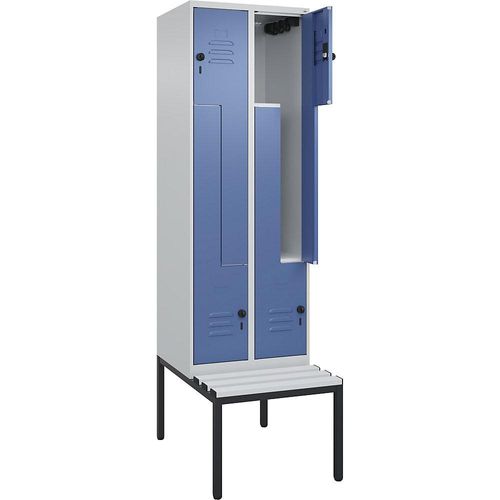 4067521118528 - Z-Spind Classic PLUS Sitzbank 2 Abteile lichtgrau fernblau B 600 mm Sicherheits-Drehriegel untergebaut Kunststoff C+P 4067521118528 - Z-Spind Classic PLUS Sitzbank 2 Abteile lichtgrau fernblau B 600 mm Sicherheits-Drehriegel untergebaut Kunststoff C+P