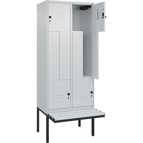 4067521114964 - Z-Spind Classic PLUS Sitzbank 2 Abteile lichtgrau B 800 mm Sicherheits-Drehriegel auskragend Kunststoff C+P 4067521114964 - Z-Spind Classic PLUS Sitzbank 2 Abteile lichtgrau B 800 mm Sicherheits-Drehriegel auskragend Kunststoff C+P