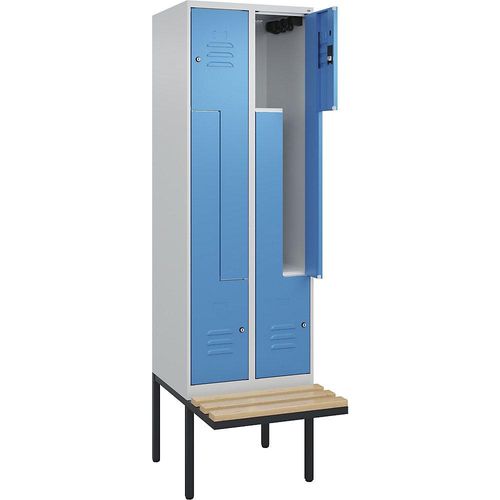 4067521114162 - Z-Spind Classic PLUS Sitzbank 2 Abteile lichtgrau lichtblau B 600 mm Zylinderschloss auskragend Buche-Hartholz C+P 4067521114162 - Z-Spind Classic PLUS Sitzbank 2 Abteile lichtgrau lichtblau B 600 mm Zylinderschloss auskragend Buche-Hartholz C+P