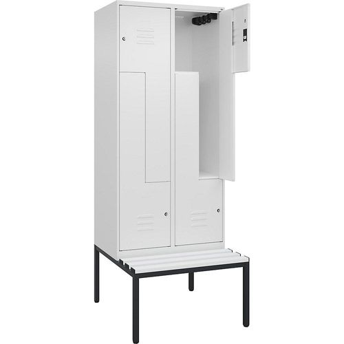 4067521119365 - Z-Spind Classic PLUS Sitzbank 2 Abteile verkehrsweiß B 800 mm Zylinderschloss untergebaut Kunststoff C+P