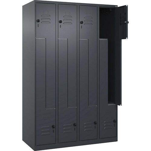 4067521321232 - Z-Spind Classic PLUS 4 Abteile grau B 1200 mm mit Bodengleitern Drehriegel C+P