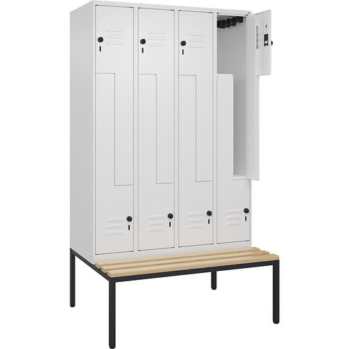 4067521120712 - Z-Spind Classic PLUS Sitzbank 4 Abteile verkehrsweiß B 1200 mm Sicherheits-Drehriegel untergebaut Buche-Hartholz C+P 4067521120712 - Z-Spind Classic PLUS Sitzbank 4 Abteile verkehrsweiß B 1200 mm Sicherheits-Drehriegel untergebaut Buche-Hartholz C+P