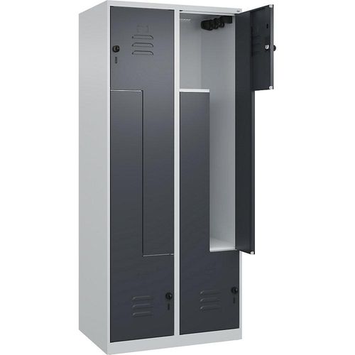 4067521321355 - Z-Spind Classic PLUS 2 Abteile lichtgrau   grau B 800 mm mit Bodengleitern Drehriegel C+P