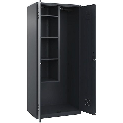 4067521417904 - Putzmittelspind Classic PLUS 1 Abteil Trennwand mittig verkürzt grau B 800 mm mit Bodengleitern Zylinderschloss C+P 4067521417904 - Putzmittelspind Classic PLUS 1 Abteil Trennwand mittig verkürzt grau B 800 mm mit Bodengleitern Zylinderschloss C+P