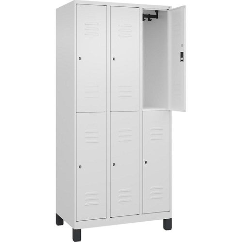 4066681622036 - Doppelstock-Spind Classic PLUS 3 Abteile verkehrsweiß HxB 1950 x 900 mm mit Füßen Zylinderschloss
