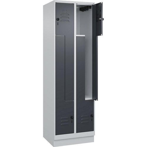 4066681920811 - Z-Spind Classic PLUS 2 Abteile lichtgrau   grau B 600 mm mit Bodensockel Drehriegel