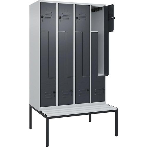 4067521120958 - Z-Spind Classic PLUS Sitzbank 4 Abteile lichtgrau   grau B 1200 mm Sicherheits-Drehriegel untergebaut Kunststoff C+P