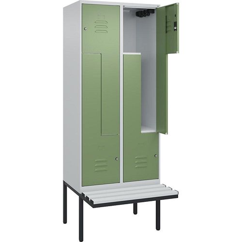 4067521115084 - Z-Spind Classic PLUS Sitzbank 2 Abteile lichtgrau resedagrün B 800 mm Zylinderschloss auskragend Kunststoff C+P 4067521115084 - Z-Spind Classic PLUS Sitzbank 2 Abteile lichtgrau resedagrün B 800 mm Zylinderschloss auskragend Kunststoff C+P