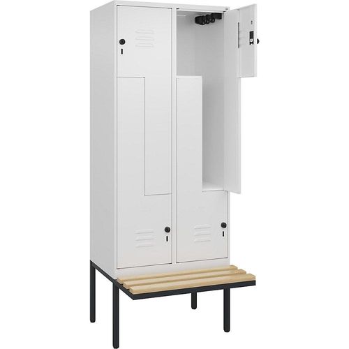 4067521114711 - Z-Spind Classic PLUS Sitzbank 2 Abteile verkehrsweiß B 800 mm Sicherheits-Drehriegel auskragend Buche-Hartholz C+P 4067521114711 - Z-Spind Classic PLUS Sitzbank 2 Abteile verkehrsweiß B 800 mm Sicherheits-Drehriegel auskragend Buche-Hartholz C+P