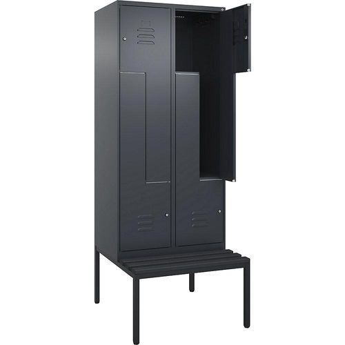4067521119341 - Z-Spind Classic PLUS Sitzbank 2 Abteile grau B 800 mm Zylinderschloss untergebaut Kunststoff C+P
