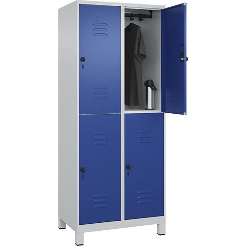 4066681620575 - Doppelstock-Spind Classic PLUS 2 Abteile lichtgrau enzianblau HxB 1950 x 800 mm mit Füßen Drehriegel C+P 4066681620575 - Doppelstock-Spind Classic PLUS 2 Abteile lichtgrau enzianblau HxB 1950 x 800 mm mit Füßen Drehriegel C+P
