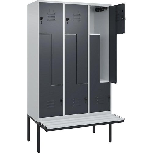 4067521116159 - Z-Spind Classic PLUS Sitzbank 3 Abteile lichtgrau grau B 1200 mm Sicherheits-Drehriegel auskragend Kunststoff C+P 4067521116159 - Z-Spind Classic PLUS Sitzbank 3 Abteile lichtgrau grau B 1200 mm Sicherheits-Drehriegel auskragend Kunststoff C+P