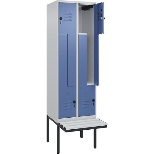 4067521114322 - Z-Spind Classic PLUS Sitzbank 2 Abteile lichtgrau fernblau B 600 mm Sicherheits-Drehriegel auskragend Kunststoff C+P 4067521114322 - Z-Spind Classic PLUS Sitzbank 2 Abteile lichtgrau fernblau B 600 mm Sicherheits-Drehriegel auskragend Kunststoff C+P