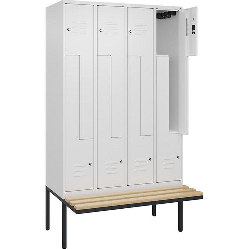 4067521116661 - Z-Spind Classic PLUS Sitzbank 4 Abteile verkehrsweiß B 1200 mm Zylinderschloss auskragend Buche-Hartholz C+P 4067521116661 - Z-Spind Classic PLUS Sitzbank 4 Abteile verkehrsweiß B 1200 mm Zylinderschloss auskragend Buche-Hartholz C+P