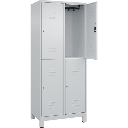4066681620780 - Doppelstock-Spind Classic PLUS 2 Abteile lichtgrau HxB 1950 x 800 mm mit Füßen Zylinderschloss C+P