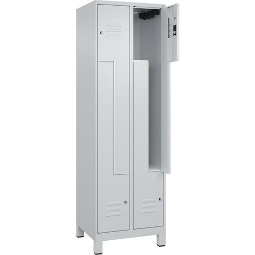 4066681914674 - Z-Spind Classic PLUS 2 Abteile lichtgrau B 600 mm mit Füßen Zylinderschloss