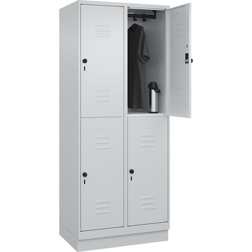 4066681665545 - Doppelstock-Spind Classic PLUS 2 Abteile lichtgrau HxB 1950 x 800 mm mit Bodensockel Drehriegel C+P 4066681665545 - Doppelstock-Spind Classic PLUS 2 Abteile lichtgrau HxB 1950 x 800 mm mit Bodensockel Drehriegel C+P