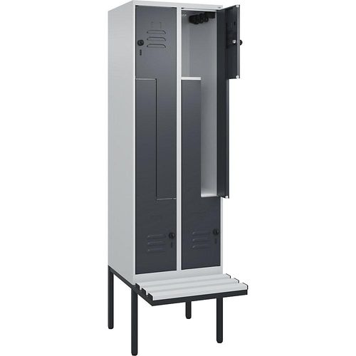 4067521114353 - Z-Spind Classic PLUS Sitzbank 2 Abteile lichtgrau grau B 600 mm Sicherheits-Drehriegel auskragend Kunststoff C+P 4067521114353 - Z-Spind Classic PLUS Sitzbank 2 Abteile lichtgrau grau B 600 mm Sicherheits-Drehriegel auskragend Kunststoff C+P