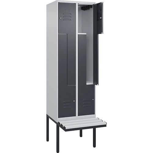 4067521114506 - Z-Spind Classic PLUS Sitzbank 2 Abteile lichtgrau   grau B 600 mm Zylinderschloss auskragend Kunststoff C+P