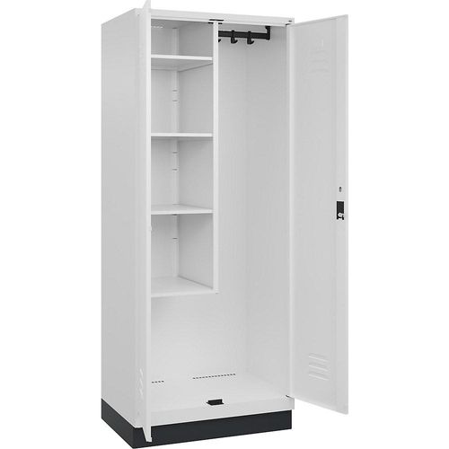 4066681661127 - Putzmittelspind Classic PLUS 1 Abteil Trennwand mittig verkürzt verkehrsweiß B 800 mm mit Bodensockel Zylinderschloss