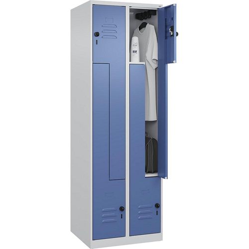 4067521321485 - Z-Spind Classic PLUS 2 Abteile lichtgrau fernblau B 600 mm mit Bodengleitern Drehriegel C+P 4067521321485 - Z-Spind Classic PLUS 2 Abteile lichtgrau fernblau B 600 mm mit Bodengleitern Drehriegel C+P