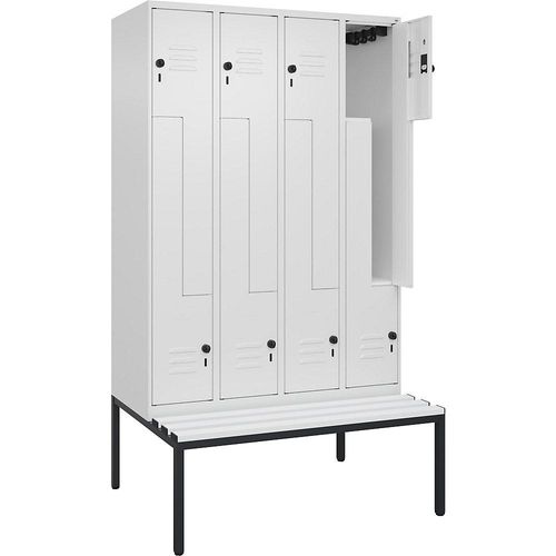 4067521121016 - Z-Spind Classic PLUS Sitzbank 4 Abteile verkehrsweiß B 1200 mm Sicherheits-Drehriegel untergebaut Kunststoff C+P