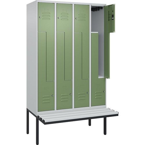 4067521116883 - Z-Spind Classic PLUS Sitzbank 4 Abteile lichtgrau resedagrün B 1200 mm Zylinderschloss auskragend Kunststoff C+P 4067521116883 - Z-Spind Classic PLUS Sitzbank 4 Abteile lichtgrau resedagrün B 1200 mm Zylinderschloss auskragend Kunststoff C+P