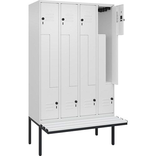 4067521116814 - Z-Spind Classic PLUS Sitzbank 4 Abteile verkehrsweiß B 1200 mm Sicherheits-Drehriegel auskragend Kunststoff C+P