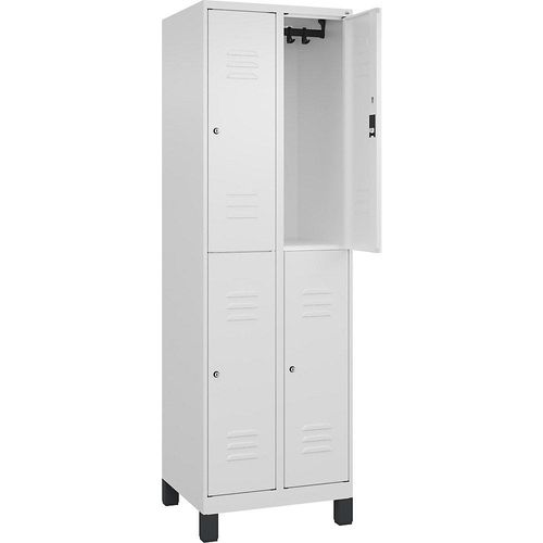 4066681620230 - Doppelstock-Spind Classic PLUS 2 Abteile verkehrsweiß HxB 1950 x 600 mm mit Füßen Zylinderschloss 4066681620230 - Doppelstock-Spind Classic PLUS 2 Abteile verkehrsweiß HxB 1950 x 600 mm mit Füßen Zylinderschloss