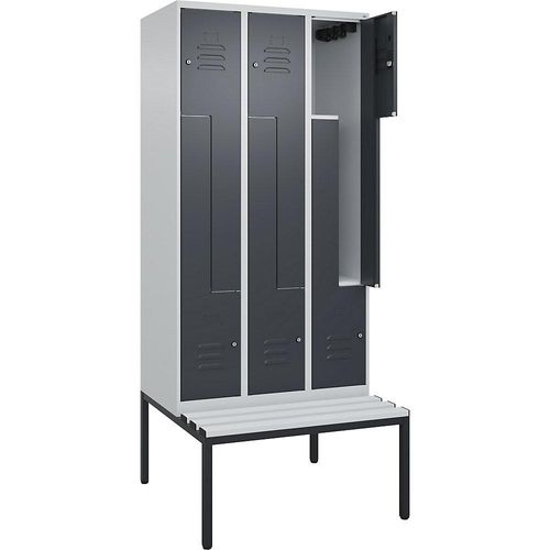 4067521119907 - Z-Spind Classic PLUS Sitzbank 3 Abteile lichtgrau grau B 900 mm Zylinderschloss untergebaut Kunststoff C+P 4067521119907 - Z-Spind Classic PLUS Sitzbank 3 Abteile lichtgrau grau B 900 mm Zylinderschloss untergebaut Kunststoff C+P